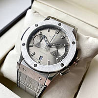 Hublot Classic Fusion Chronograph Silver Gray ААА мужские часы кварцевый хронограф на кожаном ремешке