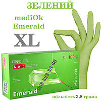 Перчатки нитриловые зеленые Mediok Emerald размер XL, плотность 3.8 г, уп.100 шт