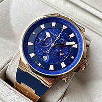 Мужские часы Ulysse Nardin Maxi Marine Chrono Blue Gold ААА наручные кварцевые с хронографом и календарем