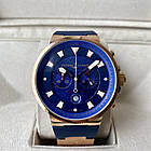Чоловічий годинник Ulysse Nardin Maxi Marine Chrono Blue Gold ААА наручний кварцовий з хронографом і календарем, фото 2