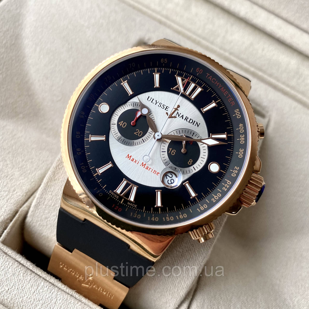 Чоловічий годинник Ulysse Nardin Maxi Marine Chronograph Black Gold ААА наручний кварцовий з хронографом і датою