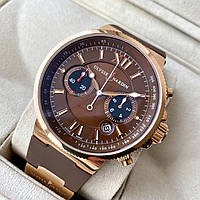 Мужские часы Ulysse Nardin Maxi Marine Chronograph Brown Gold ААА наручные кварцевые с хронографом и датой