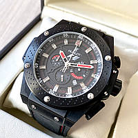 Наручные часы Hublot King Power Formula 1 All black AAA мужские кварцевые с хронографом на каучуковом ремешке