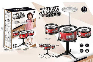 Дитяча барабанна установка Jazz Drum DX 1001 C Червона, з трьома барабанами та тарілкою, палички в комплекті