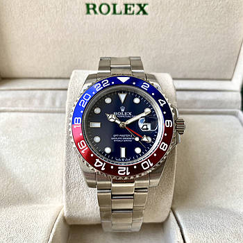 Чоловічі годинники Rolex GMT-master II 2 Pepsi blue AAA механічні наручні з календарем на сталевому браслеті