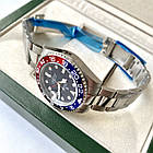 Чоловічі годинники Rolex GMT-master II 2 Pepsi blue AAA механічні наручні з календарем на сталевому браслеті, фото 5