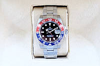 Механические часы Rolex GMT-master II 2 Pepsi AAA мужские наручные с календарем на стальном браслете