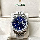 Механічні годинники Rolex Date Just Blue ААА наручні на сталевому браслеті з календарем і сапфіровим склом, фото 2