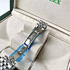 Механічні годинники Rolex Date Just Blue ААА наручні на сталевому браслеті з календарем і сапфіровим склом, фото 5