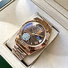 Механічні годинники Rolex Day Date Brown ААА наручні на сталевому браслеті з календарем і сапфіровим склом, фото 2