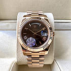 Механічні годинники Rolex Day Date Brown ААА наручні на сталевому браслеті з календарем і сапфіровим склом, фото 8