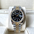 Наручний годинник Rolex DateJust Black Gold ААА+ механічні на сталевому браслеті з календарем і сапфіром, фото 2