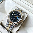 Наручний годинник Rolex DateJust Black Gold ААА+ механічні на сталевому браслеті з календарем і сапфіром, фото 3