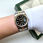 Наручний годинник Rolex DateJust Black Gold ААА+ механічні на сталевому браслеті з календарем і сапфіром, фото 4