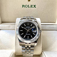 Rolex DateJust silver classic ААА+ механические наручные часы на стальном браслете с календарем даты