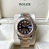 Механические часы Rolex Yacht Master Rose Gold AAA+ мужские наручные с автоподзаводом на стальном браслете