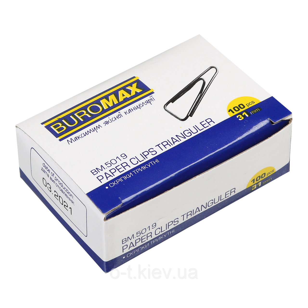Скрiпки нікельовані, 31 мм, трикутні, 100 шт. BM.5019