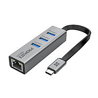 Концентратор USB Promate GigaHub USB-C Grey (gigahub-c.grey)