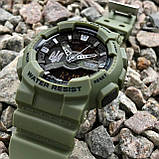 Тактичний багатофункціональний годинник Patriot 005 Тризуб срібло Army Green + Коробка, фото 3