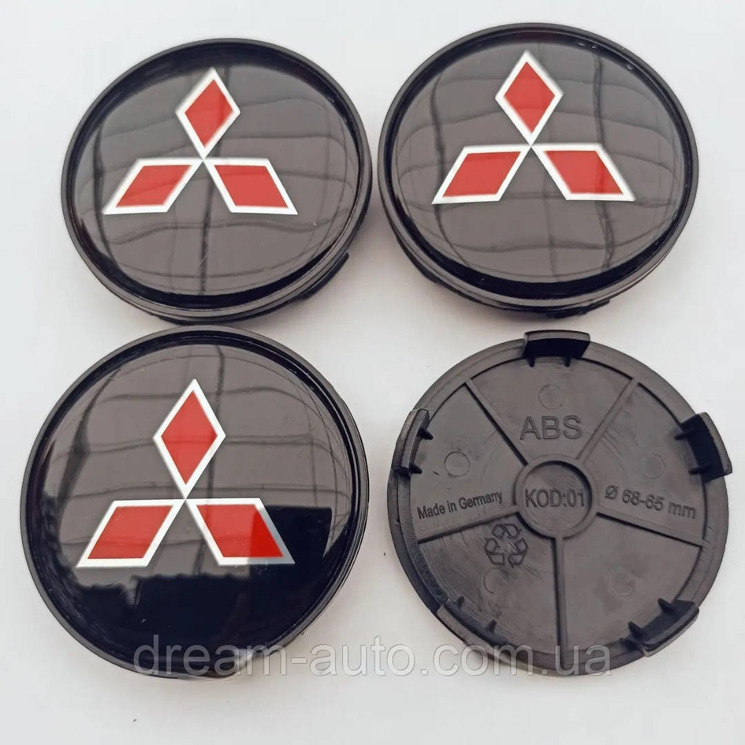 Ковпачки в диски Mitsubishi 65*68 мм чорні, фото 1