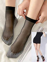 10 пар набір Нейлонові шовкові жіночі шкарпетки з вставкою із бавовни