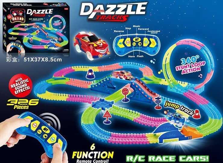 Дитячий автотрек 134, завдовжки 655 см, мертва петля, авто на пульті з підсвіткою й мелодіями, фото 1