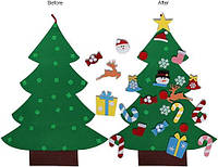 Комплект рождественской елки из фетра 105см 33 игрушки гирлянда