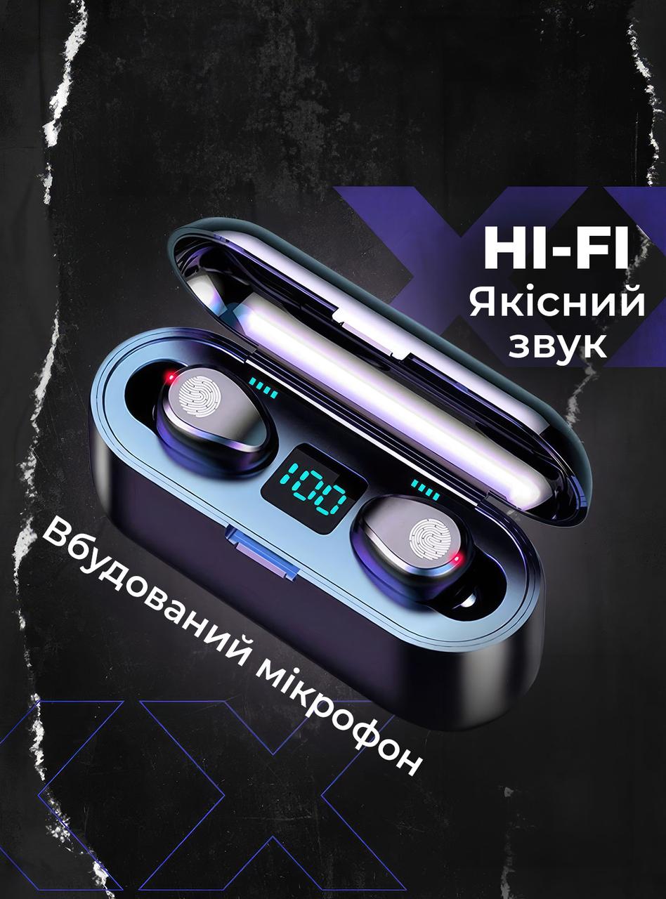 Безпровідні навушники F9 / Бездротові навушники з мікрофоном Bluetooth для Айфона та Андроїд 8158 OnePro Чорний 59195