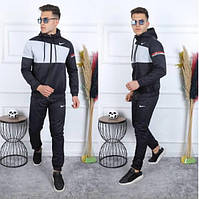 Чоловічий спортивний костюм Nike (Найк) (19-57) плащівка, турція, осінній весняний, чорний сірий. Чоловічий одяг