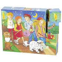 Goki Wooden cube puzzle Peggy Diggledey