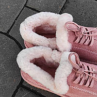 Угги короткие РОЗОВЫЕ на шнурках с меховой опушкой ботиночки зимние 2021 38