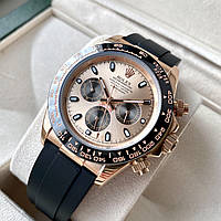 Механические часы Rolex Cosmograph Daytona Rose Gold AAA мужские с автоподзаводом на каучуковом ремешке