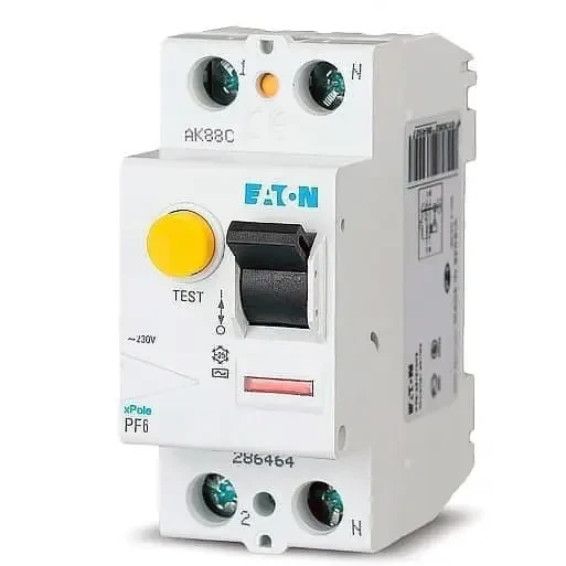 Пристрій захисного відключення (ПЗВ) PF6-25/2/003, 2Р 25/0,03А 6кА, Eaton (Moeller)
