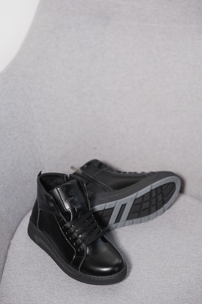 Підліткові черевики шкіряні зимові чорні CrosSAV 23-89 - фото 5 - id-p1983909035