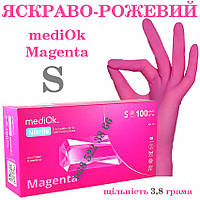 Перчатки нитриловые розовые Mediok Magenta размер S, плотность 3.8 г, уп.100 шт