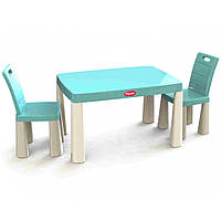 Дитячий пластиковий стіл і два стільці, комплект столик і стільці для дітей Долоні Doloni 04680/7 Бірюзовий
