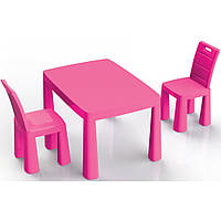 Дитячий пластиковий стіл і два стільці, комплект столик і стільці для дітей Долоні Doloni 04680/3 Рожевий