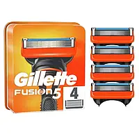 Gillette Fusion 5 4шт. ОРИГИНАЛ (джилет фьюжн 5) Сменные кассеты Фужн Без упаковки 4шт Германия