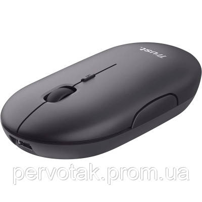 Мишка Trust Puck Wireless/Bluetooth Silent Black, Black-Silver, 2.4 ГГц, 800-1600 dpi, USB, фото 1