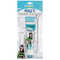 Набор Croci Gill's для чистки зубов у собак (зубная паста мятная 100 мл + 3 щетки) (C3052374)