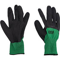 Рабочие перчатки Пена зеленые с черными пальцами 12 шт