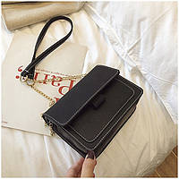 Женская классическая сумочка кросс-боди через плечо замшевая черная