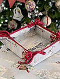 Хлібниця текстильна Новорічна корзинка для солодощів Limaso 20х20х8 см. гобелен, фото 4