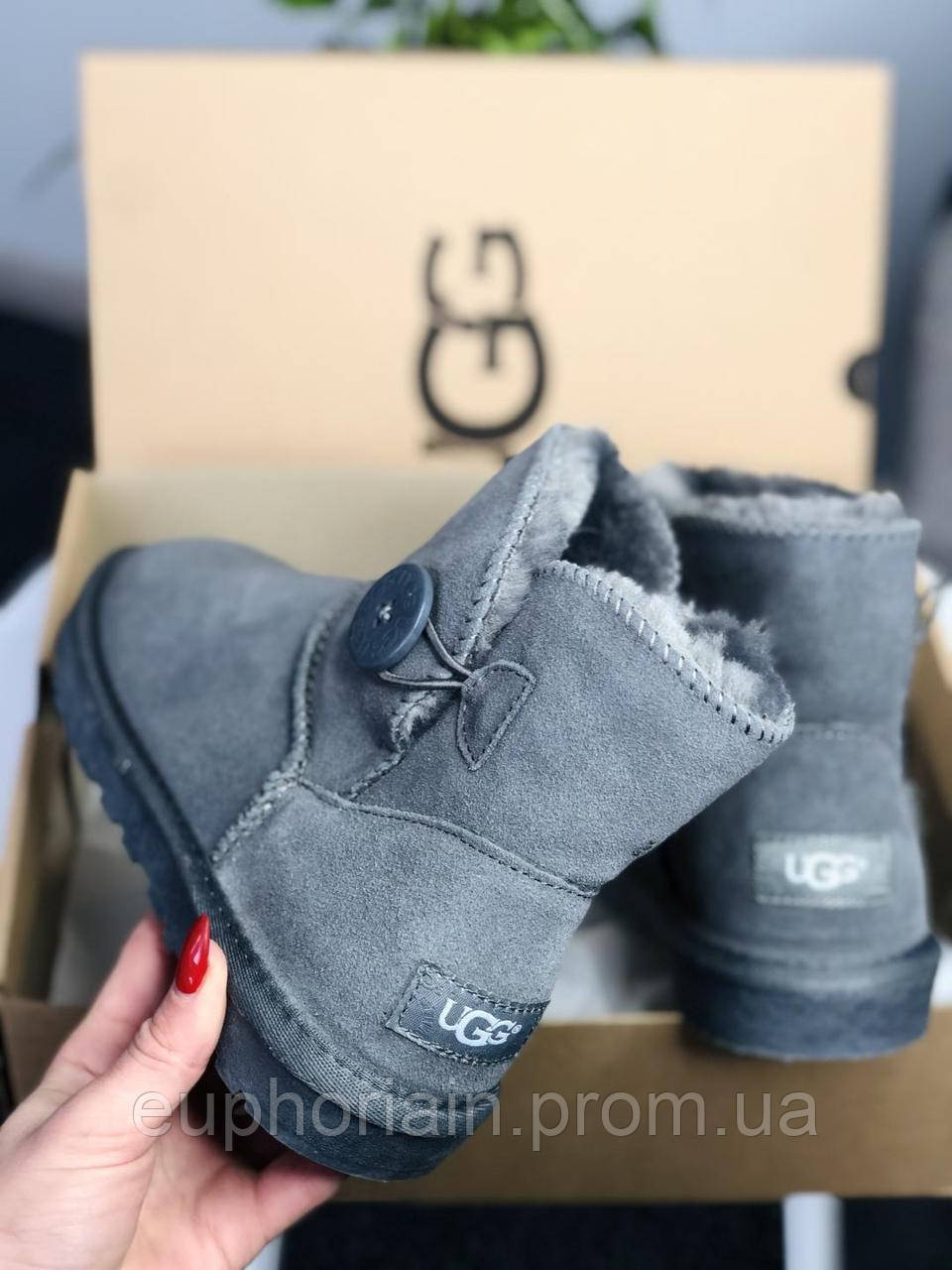 UGG Mini Bailey Button Grey Отличное качество Угги, ботинки, ботильйони отличное качество Размер 36 - фото 7 - id-p1983444922