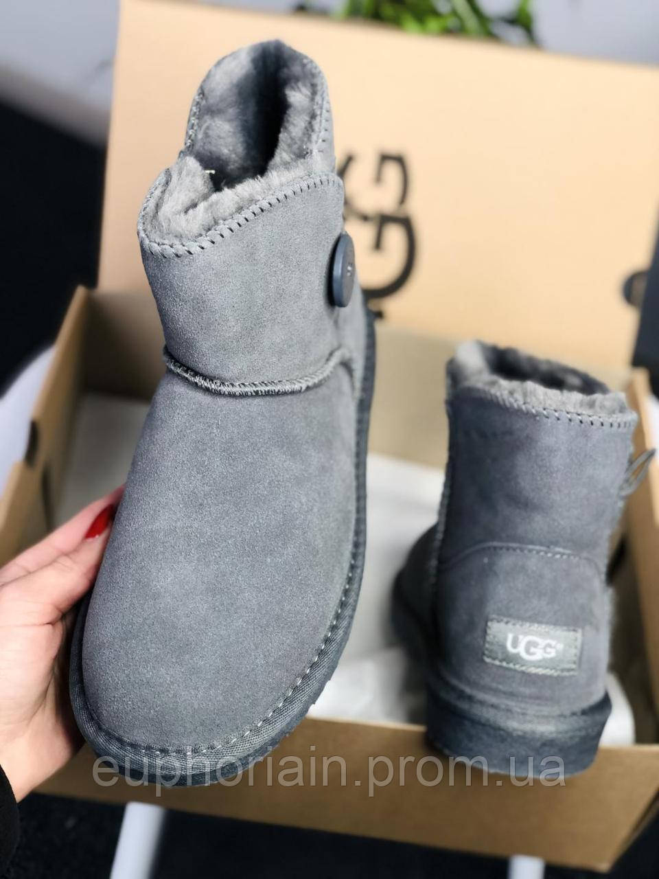 UGG Mini Bailey Button Grey Отличное качество Угги, ботинки, ботильйони отличное качество Размер 36 - фото 9 - id-p1983444922