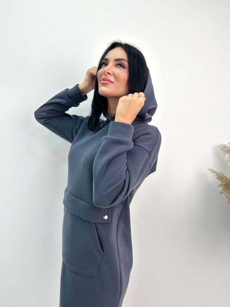 Тепле плаття-худі на флісі "Solo"| Норма і батал