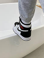 Кроссовки, кеды отличное качество Nike Air Jordan 1 Retro High White Black «Red Logo» Размер 41