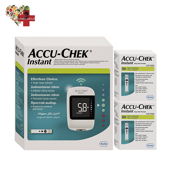 Глюкометр Акку Чек Инстант (Accu Chek Instant) + 100 тест полосок Акку Чек Инстант - фото 1 - id-p1983965225