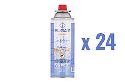 EL GAZ Балон-картридж газовий ELG-500, бутан 227г, цанговий, для газових пальників та плит, одноразовий, 24шт