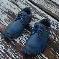 Мужские туфли класические повседневные отличное качество Шкіряне чоловіче взуття синього кольору Размер 44
